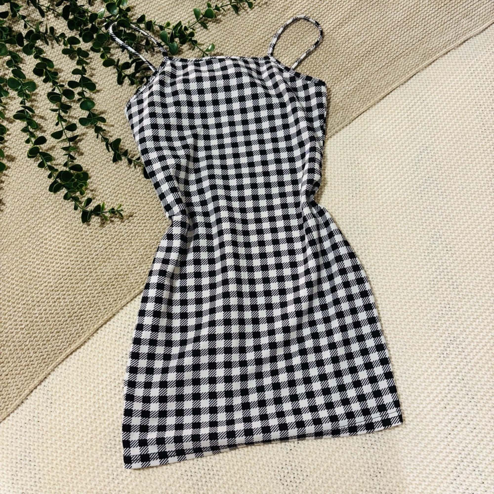 Black and White Checkered Mini Dress